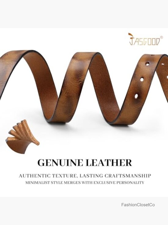 Genuine Leather Belt with Vintage Metal Buckle for Jeans Pants main image 5